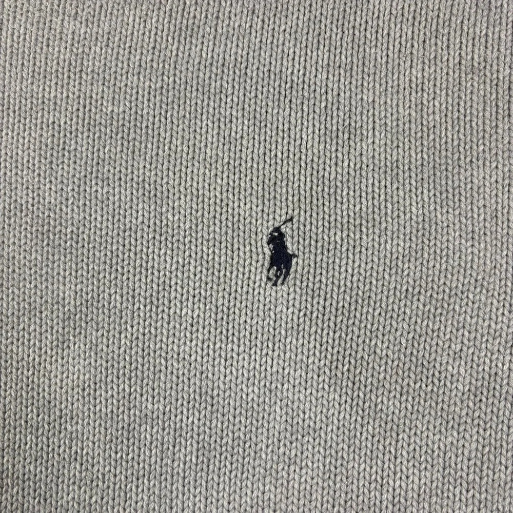 Vintage Polo Ralph Lauren Crewneck Sweater Grey Cotton Knit Pony Logo XL